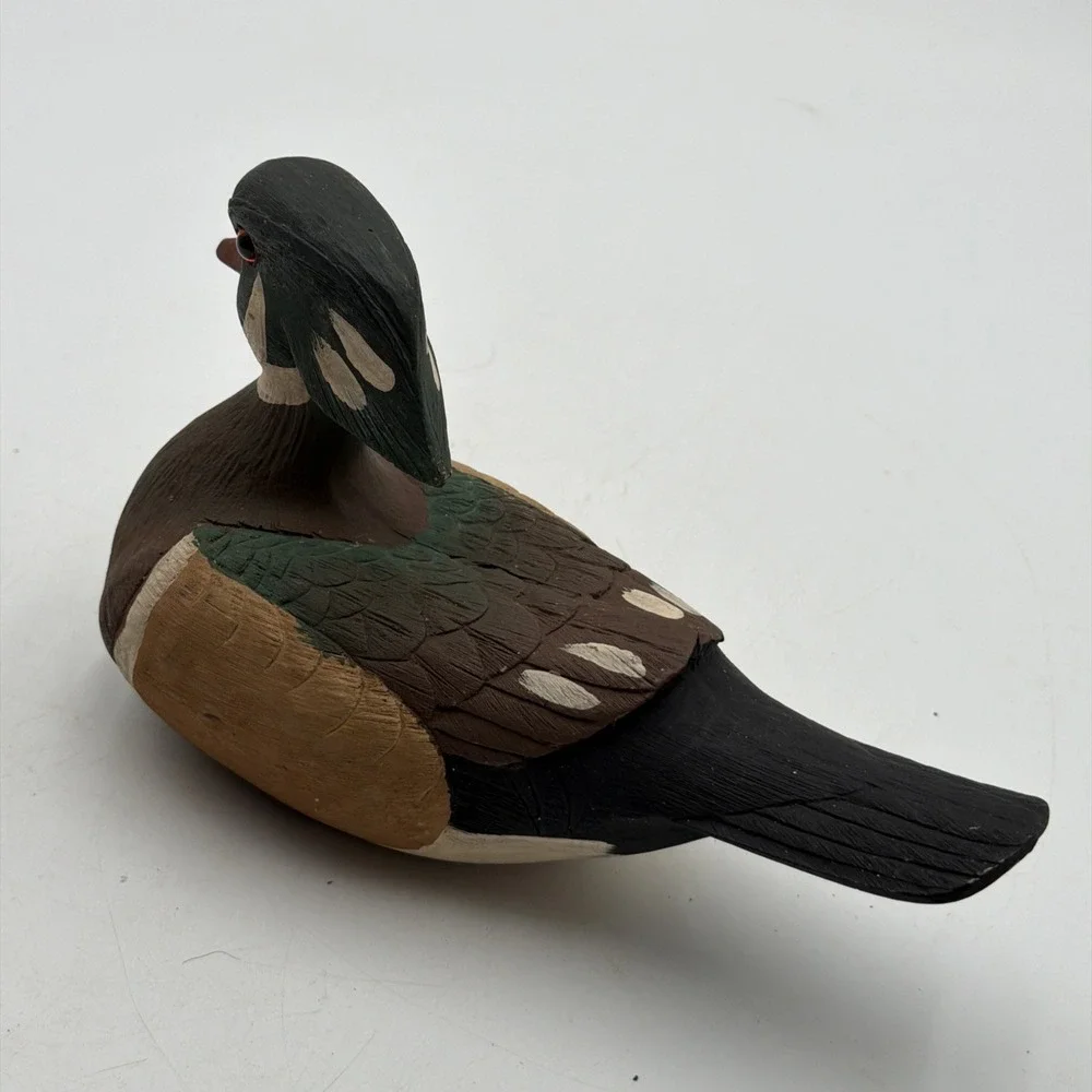 Vintage Craft-Tex American Wildlife Wood Duck Figurine Decoy 1985 Signed